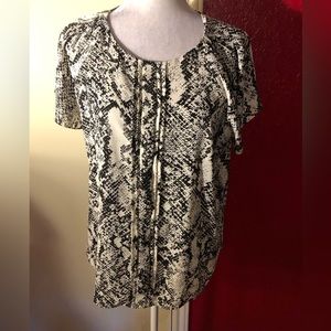 Worthington Petite Snake Print Pattern Top with Flutter Sleeves